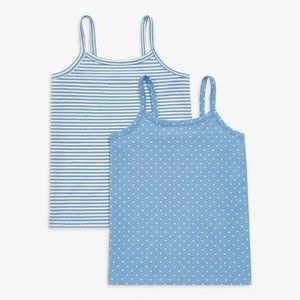 NWT Primary.com Blue Polka Dots Stripe Camisole Lounge Tank 2-pack Toddler 2t-3t